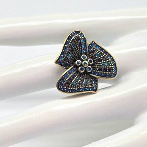 Heidi Daus Crystal Flower Ring Size 6 Signed Designer Statement Cocktail Ring